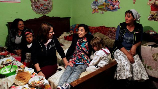 (L to R) Narghita Dinu, Anca Nica, Mihaela Dragan and Cipi Dinu talk after a performance of Cristina’s story). In Romania, the World Bank estimates nine out of 10 Roma live in severe material deprivation, most of them children, lacking access to basic education and healthcare. Giuvlipen tells these stories, while trying to show Roma culture is “alive, contemporary, vanguardist, progressive,” said Dragan. (Andreea Campeanu / REUTERS) (L to R) Narghita Dinu, Anca Nica, Mihaela Dragan and Cipi Dinu talk after a performance of Cristina’s story). In Romania, the World Bank estimates nine out of 10 Roma live in severe material deprivation, most of them children, lacking access to basic education and healthcare. Giuvlipen tells these stories, while trying to show Roma culture is “alive, contemporary, vanguardist, progressive,” said Dragan. (Andreea Campeanu / REUTERS)