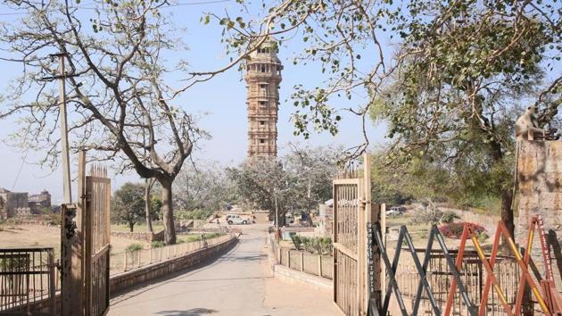 Legend says that Queen Padmavati performed jauhar (self immolation) near the historic Vijay Stambh in Chittor. The police on Thursday barricaded the area. (Himanshu Vyas /HT Photo) Legend says that Queen Padmavati performed jauhar (self immolation) near the historic Vijay Stambh in Chittor. The police on Thursday barricaded the area. (Himanshu Vyas /HT Photo)