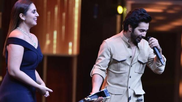Varun Dhawan got the Most Stylish Youth Icon (male) award. “HT is one paper I do love reading. They support arts, fashion and cinema and do an honest job,” he said in his speech. (ht photo)