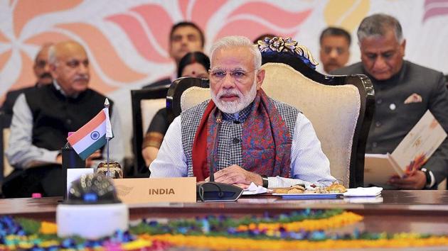 Prime Minister Narendra Modi delivers his opening remarks at the ASEAN India Commemorative Summit, in New Delhi on Thursday.(PTI)