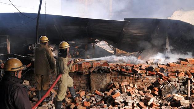 The fire department deployed 30 fire tenders and more than 90 firefighters to tame the flames and stop them from engulfing the adjacent factory buildings. (PTI) The fire department deployed 30 fire tenders and more than 90 firefighters to tame the flames and stop them from engulfing the adjacent factory buildings. (PTI)