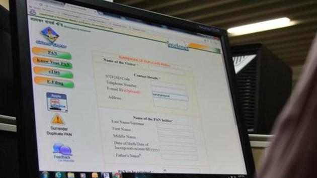 A photograph of the Income Tax department portal opened in a computer.(FILE PHOTO)