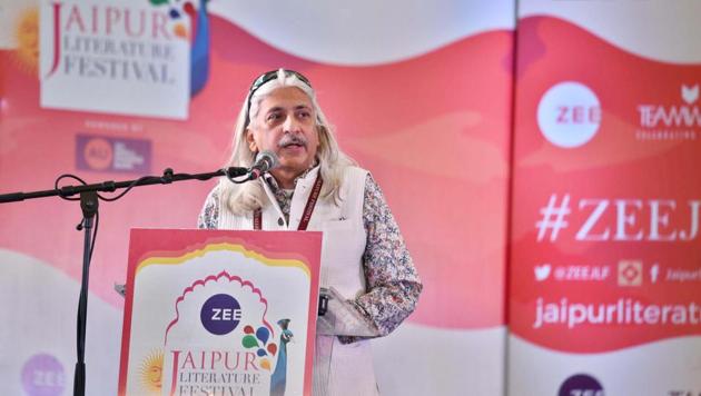 Sanjoy K. Roy seen during the inaugural session of the Jaipur Literature Festival 2018 at Diggi Palace at Jaipur. The 11th edition of the annual Jaipur Literature Festival began today. The five-day event will see over 200 speakers from diverse disciplines speak and engage in discussions, at the iconic Diggi Palace amid cultural performances. (Raj K Raj / HT Photo)
