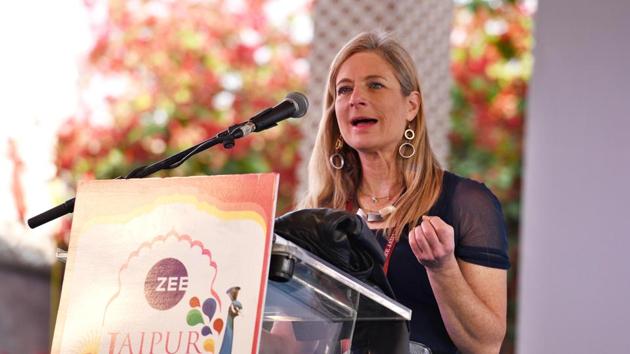 Lisa Randall at the Jaipur Literature Festival (JLF) 2018 at Diggi Palace in Rajasthan.(Raj K Raj/HT Photo)