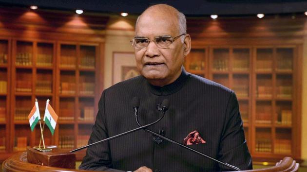 President Ram Nath Kovind addresses the nation on the eve of Republic Day in New Delhi on Thursday. (PTI) President Ram Nath Kovind addresses the nation on the eve of Republic Day in New Delhi on Thursday. (PTI)