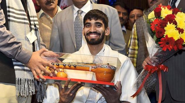 Badminton player Srikanth Kidambi was awarded Padma Shri by the Centre for his exceptional performance in the game across the world this year. (PTI) Badminton player Srikanth Kidambi was awarded Padma Shri by the Centre for his exceptional performance in the game across the world this year. (PTI)