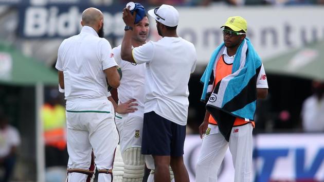 Match officials stopped play in the third Test between South Africa and India at Johannesburg and had discussions with captain and coaches of both the teams after Dean Elgar took a nasty blow on the grill of his helmet. (BCCI )