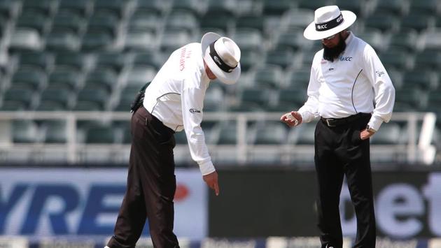 With the batsmen unable to trust the bounce, the umpires had a chat about the same a couple of times.  (BCCI ) 