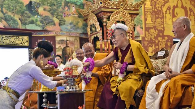 Tibetan spiritual leader the Dalai Lama at the inauguration of a Thai temple in Bodhgaya on Thursday. (PTI) Tibetan spiritual leader the Dalai Lama at the inauguration of a Thai temple in Bodhgaya on Thursday. (PTI)