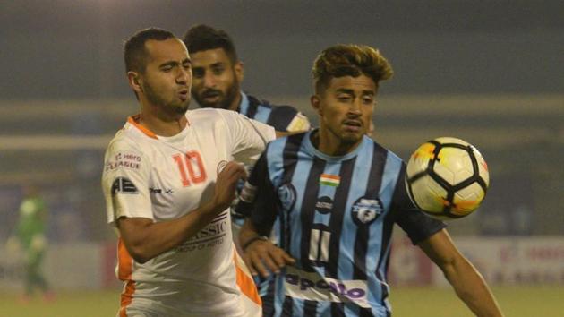 Neroca FC (in white) are currently at he second position in the I-League. (HT Photo) Neroca FC (in white) are currently at he second position in the I-League. (HT Photo)