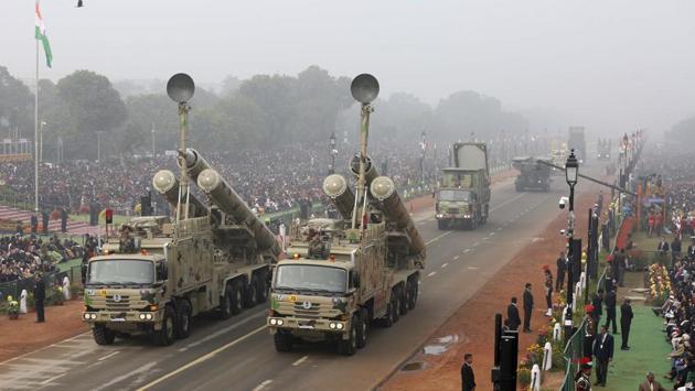India’s supersonic cruise missile, the famed Brahmos Weapons System of the 881 Missile Regiment. The regiment’s motto is “Sarvatra Izzat O Iqbal”. (AP)