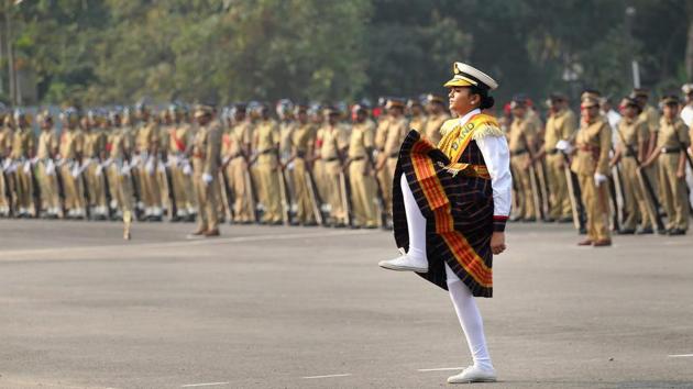A band leader performs march past in Kozhikode. (PTI) A band leader performs march past in Kozhikode. (PTI)