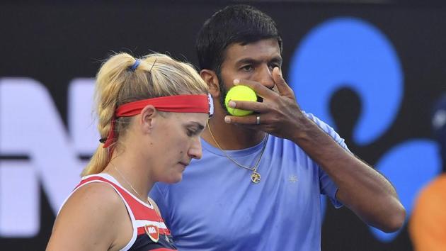 Rohan Bopanna and Timea Babos is one win away from Australian Open mixed doubles final. (AP) Rohan Bopanna and Timea Babos is one win away from Australian Open mixed doubles final. (AP)