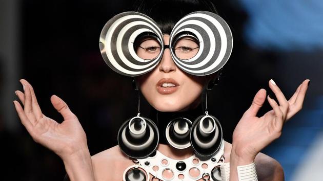 US model Anna Cleveland presents a creation by Jean-Paul Gaultier during the 2018 Spring-Summer Haute Couture fashion show in Paris on January 24, 2018. (Bertrand Guay / AFP) US model Anna Cleveland presents a creation by Jean-Paul Gaultier during the 2018 Spring-Summer Haute Couture fashion show in Paris on January 24, 2018. (Bertrand Guay / AFP)