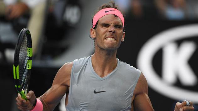 Spain's Rafael Nadal reacts during the men's singles fourth round match against Argentina's Diego Schwartzman on day seven of the Australian Open tennis tournament in Melbourne on January 21, 2018. (William West / AFP) Spain's Rafael Nadal reacts during the men's singles fourth round match against Argentina's Diego Schwartzman on day seven of the Australian Open tennis tournament in Melbourne on January 21, 2018. (William West / AFP)