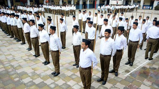 The RSS’s ideology forms the bedrock of the ruling Bharatiya Janata Party but its offshoots have not demurred from taking on the BJP-led government for some its economic and labour policies. (HT File Photo) The RSS’s ideology forms the bedrock of the ruling Bharatiya Janata Party but its offshoots have not demurred from taking on the BJP-led government for some its economic and labour policies. (HT File Photo)