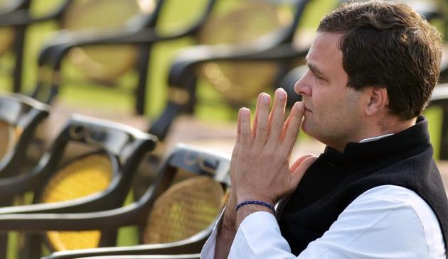 Congress president Rahul Gandhi during an 'At Home' reception organised on the occasion of Republic Day at Rashtrapati Bhavan in New Delhi on Friday. (PTI) Congress president Rahul Gandhi during an 'At Home' reception organised on the occasion of Republic Day at Rashtrapati Bhavan in New Delhi on Friday. (PTI)