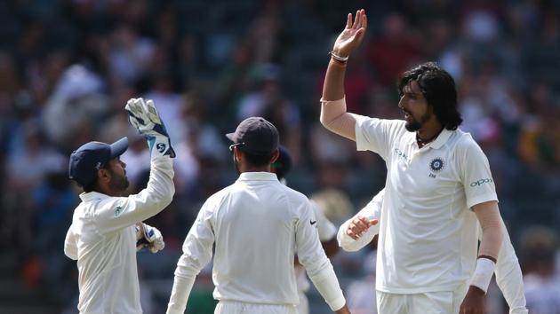 Ishant Sharma broke Amla-Elgar’s 119 run stand as he dismissed Amla.  (BCCI) 