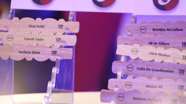 Royal Challengers Bangalore bails during the Indian Premier League (IPL) auction on Saturday. (BCCI)