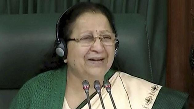 Speaker Sumitra Mahajan conducts the proceedings of the Lok Sabha during the Parliament's winter session in New Delhi . (PTI File Photo) Speaker Sumitra Mahajan conducts the proceedings of the Lok Sabha during the Parliament's winter session in New Delhi . (PTI File Photo)