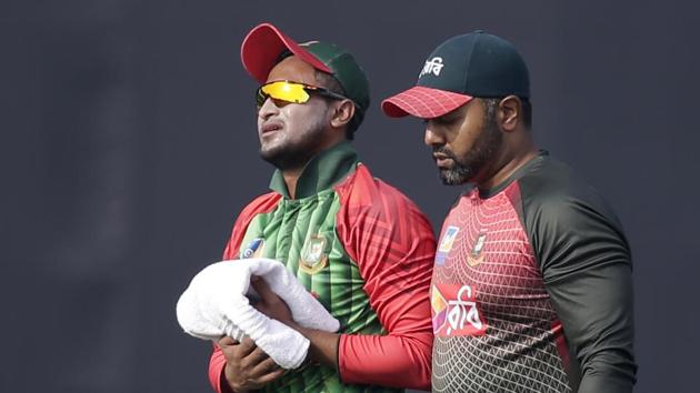 Bangladesh’s Shakib Al Hasan will miss the first Test against Sri Lanka due to a finger injury. (AP) Bangladesh’s Shakib Al Hasan will miss the first Test against Sri Lanka due to a finger injury. (AP)