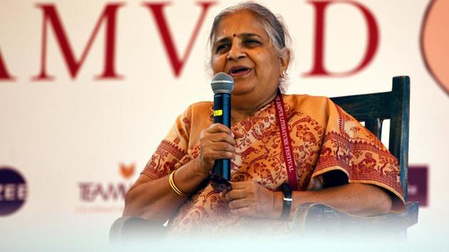 “I belong to a teachers’ family and writing was my expression,” Sudha Murty said in response to a question on why she began writing. (Raj K Raj/HT PHOTO) “I belong to a teachers’ family and writing was my expression,” Sudha Murty said in response to a question on why she began writing. (Raj K Raj/HT PHOTO)