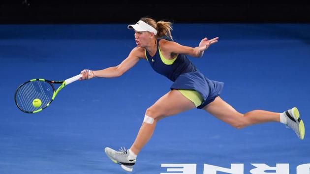 Caroline Wozniacki in full flow during the seesaw Australian Open women’s singles final against Simona Halep on Saturday. (AFP) Caroline Wozniacki in full flow during the seesaw Australian Open women’s singles final against Simona Halep on Saturday. (AFP)