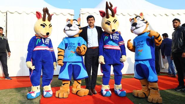 Rajyavardhan Rathore, union sports minister, on the sidelines of Khelo India pledge launch. (HT Photo) Rajyavardhan Rathore, union sports minister, on the sidelines of Khelo India pledge launch. (HT Photo)