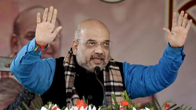 BJP President Amit Shah addresses a party rally in Tripura , where the party is trying to unseat the ruling Left Front. (PTI Photo) BJP President Amit Shah addresses a party rally in Tripura , where the party is trying to unseat the ruling Left Front. (PTI Photo)