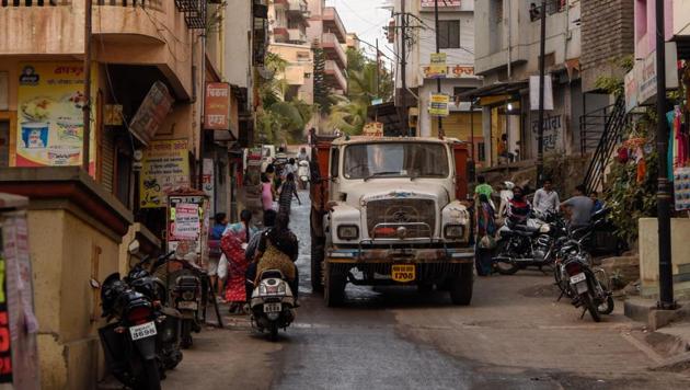 Given that Ambegaon was under the gram panchayat till 2017, most of the interior lanes are still narrow. (HT File Photo) Given that Ambegaon was under the gram panchayat till 2017, most of the interior lanes are still narrow. (HT File Photo)