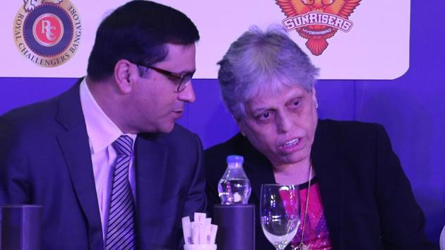 BCCI CEO Rahul Johri and Diana Edjuli, a member of the depleted Committee of Administrators, during the Indian Premier League auction in Bangalore on January 27, 2018. Johri has complained to the Supreme Court against officials who are stopping the implementation of the RM Lodha committee reforms in BCCI.(BCCI)