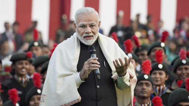 Prime Minister Narendra Modi interacts with the NCC cadets, who participated in Republic-Day Parade, in New Delhi on Saturday. (PTI Photo) Prime Minister Narendra Modi interacts with the NCC cadets, who participated in Republic-Day Parade, in New Delhi on Saturday. (PTI Photo)