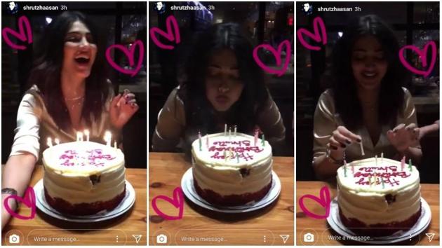 Shruti Haasan rang in her 32nd birthday in the company of close friends. Shruti Haasan rang in her 32nd birthday in the company of close friends.