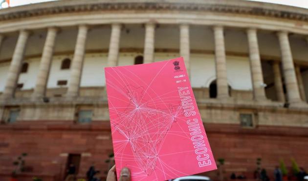 Economic Survey which was tabled in Parliament during the first day of Budget Session of Parliament, in New Delhi on Monday. (PTI Photo) Economic Survey which was tabled in Parliament during the first day of Budget Session of Parliament, in New Delhi on Monday. (PTI Photo)