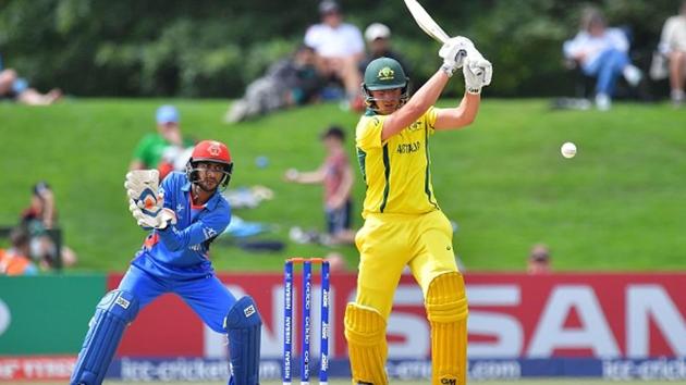 Australia defeated Afghanistan by six wickets in the ICC U-19 cricket World Cup semi-final. Get full cricket score of Australia vs Afghanistan, ICC U-19 cricket World Cup, here.(AFP/Getty Images)