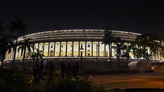 An illuminated Parliament House in New Delhi on Sunday. The budget session of Parliament will commence on Jan 29, 2018. (PTI Photo) An illuminated Parliament House in New Delhi on Sunday. The budget session of Parliament will commence on Jan 29, 2018. (PTI Photo)