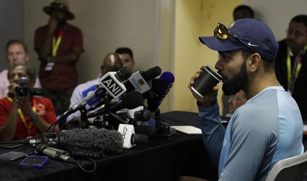 Virat didn’t take kindly to questions about India’s team selection during the three-match Test series against South Africa.(AP)