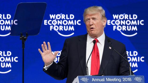 US President Donald Trump delivers a speech during the World Economic Forum (WEF) annual meeting on January 26, 2018 in Davos, eastern Switzerland. (AFP) US President Donald Trump delivers a speech during the World Economic Forum (WEF) annual meeting on January 26, 2018 in Davos, eastern Switzerland. (AFP)