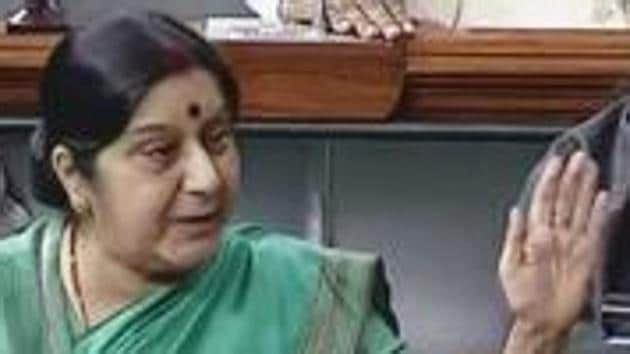 External affairs minister Sushma Swaraj speaking in the Lok Sabha in New Delhi during the winter session of Parliament. (PTI) External affairs minister Sushma Swaraj speaking in the Lok Sabha in New Delhi during the winter session of Parliament. (PTI)