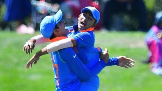 Ishan Porel’s four wickets and Shubman Gill’s unbeaten 102 helped India beat Pakistan by 203 runs in the second semifinal of the ICC Under-19 Cricket World Cup 2018 at the Hagley Oval in Christchurch. Get full cricket score of India vs Pakistan here.(ICC/Twitter)