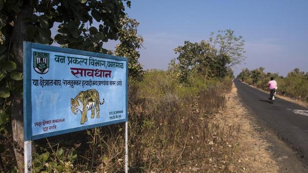 The Maharashtra forest department has put up signs and red flags on roads that they consider danger zones.(HT File Photo)