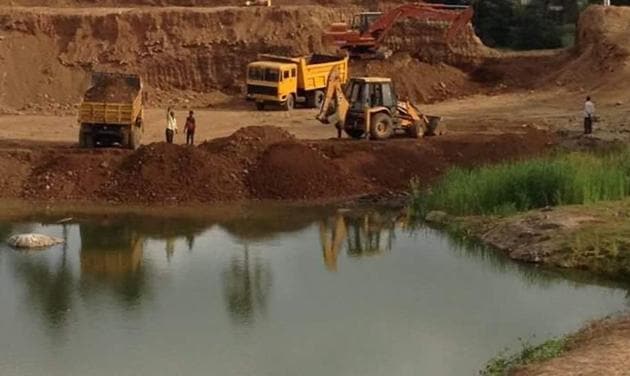 The complainants alleged that the water body, is an important source of drinking water for the wildlife, has shrunk by 60% in the past few months.(HT Photo)