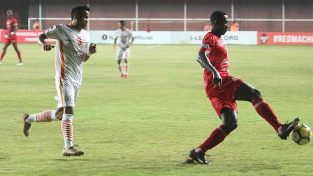 NEROCA FC, who survived anxious moments in the second half of their I-League match versus Churchill Brothers today after they dominated the first half, secured a 1-0 win. (AIFF) NEROCA FC, who survived anxious moments in the second half of their I-League match versus Churchill Brothers today after they dominated the first half, secured a 1-0 win. (AIFF)