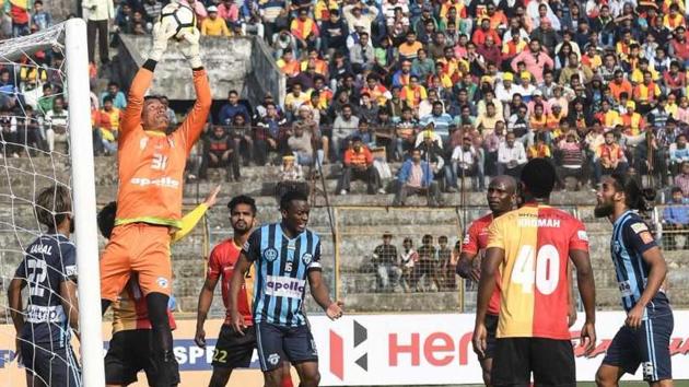 East Bengal fought back from 2-0 down to secure a 2-2 draw vs Minerva Punjab in an I-League match in Kolkata today. (AIFF) East Bengal fought back from 2-0 down to secure a 2-2 draw vs Minerva Punjab in an I-League match in Kolkata today. (AIFF)