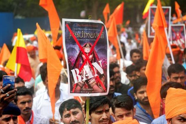 Last year, a vociferous protest by Rajputs over the film ‘Padmavat’ led to it being banned in Rajasthan for distorting facts and hurting sentiments.(PTI) Last year, a vociferous protest by Rajputs over the film ‘Padmavat’ led to it being banned in Rajasthan for distorting facts and hurting sentiments.(PTI)