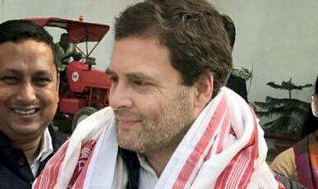 Congress president Rahul Gandhi being welcomed at Guwahati International Airport before leaving for Meghalaya on Tuesday. (PTI Photo) Congress president Rahul Gandhi being welcomed at Guwahati International Airport before leaving for Meghalaya on Tuesday. (PTI Photo)