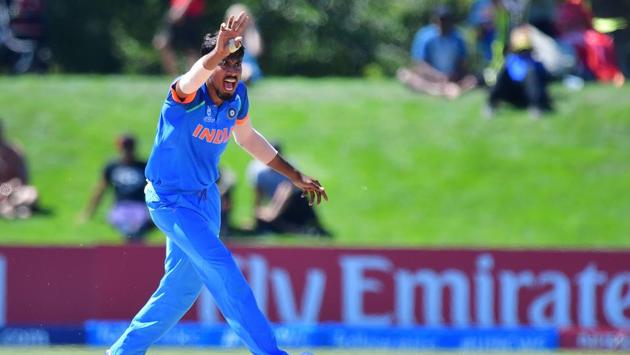 In the chase, Indian pacer Ishan Porel tore through Pakistan’s top order, picking four early wickets. (AFP) In the chase, Indian pacer Ishan Porel tore through Pakistan’s top order, picking four early wickets. (AFP)