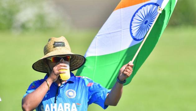 An Indian fan during the ICC Under-19 Cricket World Cup semifinal match between India and Pakistan at Hagley Oval in Christchurch on January 30, 2018.(AFP)