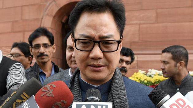File photo of Union minister of state for home Kiren Rijiju outside Parliament in New Delhi. Nagaland goes to polls on February 27. (HT) File photo of Union minister of state for home Kiren Rijiju outside Parliament in New Delhi. Nagaland goes to polls on February 27. (HT)