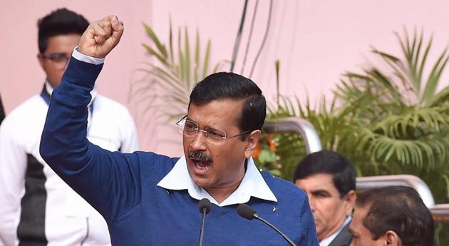 Delhi chief minister Arvind Kejriwal addresses a Republic Day function at Chhatrasal Stadium in New Delhi, on Thursday. (PTI) Delhi chief minister Arvind Kejriwal addresses a Republic Day function at Chhatrasal Stadium in New Delhi, on Thursday. (PTI)